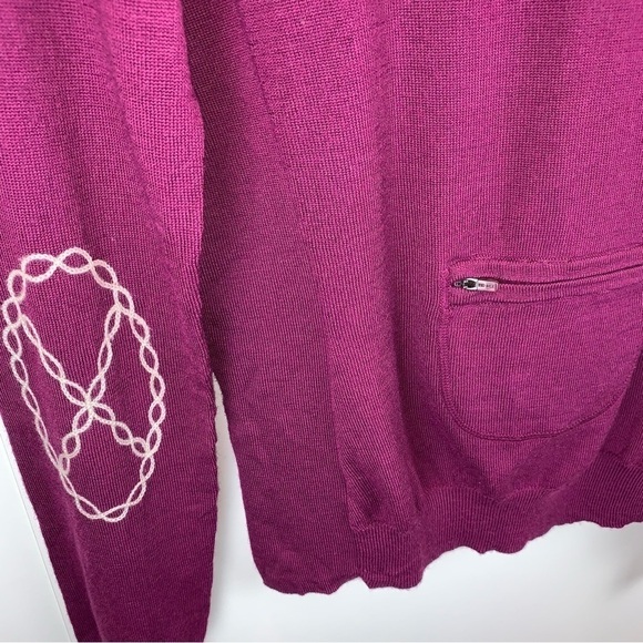 Athleta Purple Momentum Wool Blend Cycling Mock Neck Embroidered Sweater sz M - Picture 3 of 6